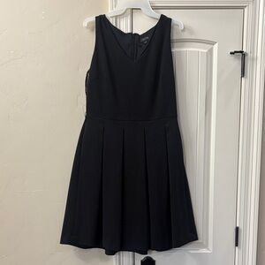 Black V-Neck Pleated Mini Dress